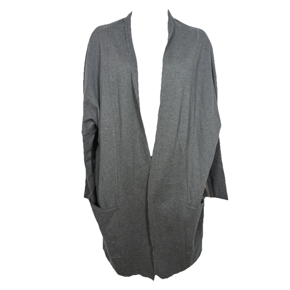 Pact Airplane Cardigan Organic Cotton Open Front Travel‎ Gray S/M Comfort Layers
